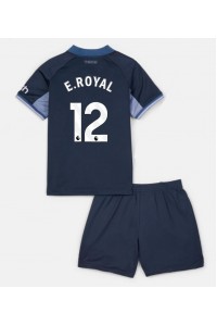 Tottenham Hotspur Emerson Royal #12 Jalkapallovaatteet Lasten Vieraspeliasu 2023-24 Lyhythihainen (+ Lyhyet housut)